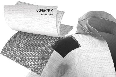 Từ trên xuống: Vải bề mặt nylon, membrane ePTFE, lớp phủ bảo vệ